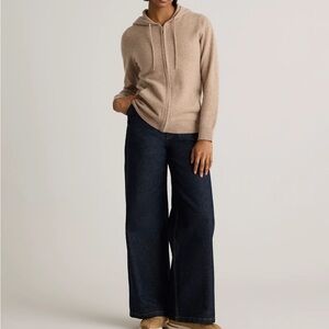 Quince Mongolian Cashmere Full-Zip Hoodie-Oatmeal-Size Small - BRAND NEW W TAGS